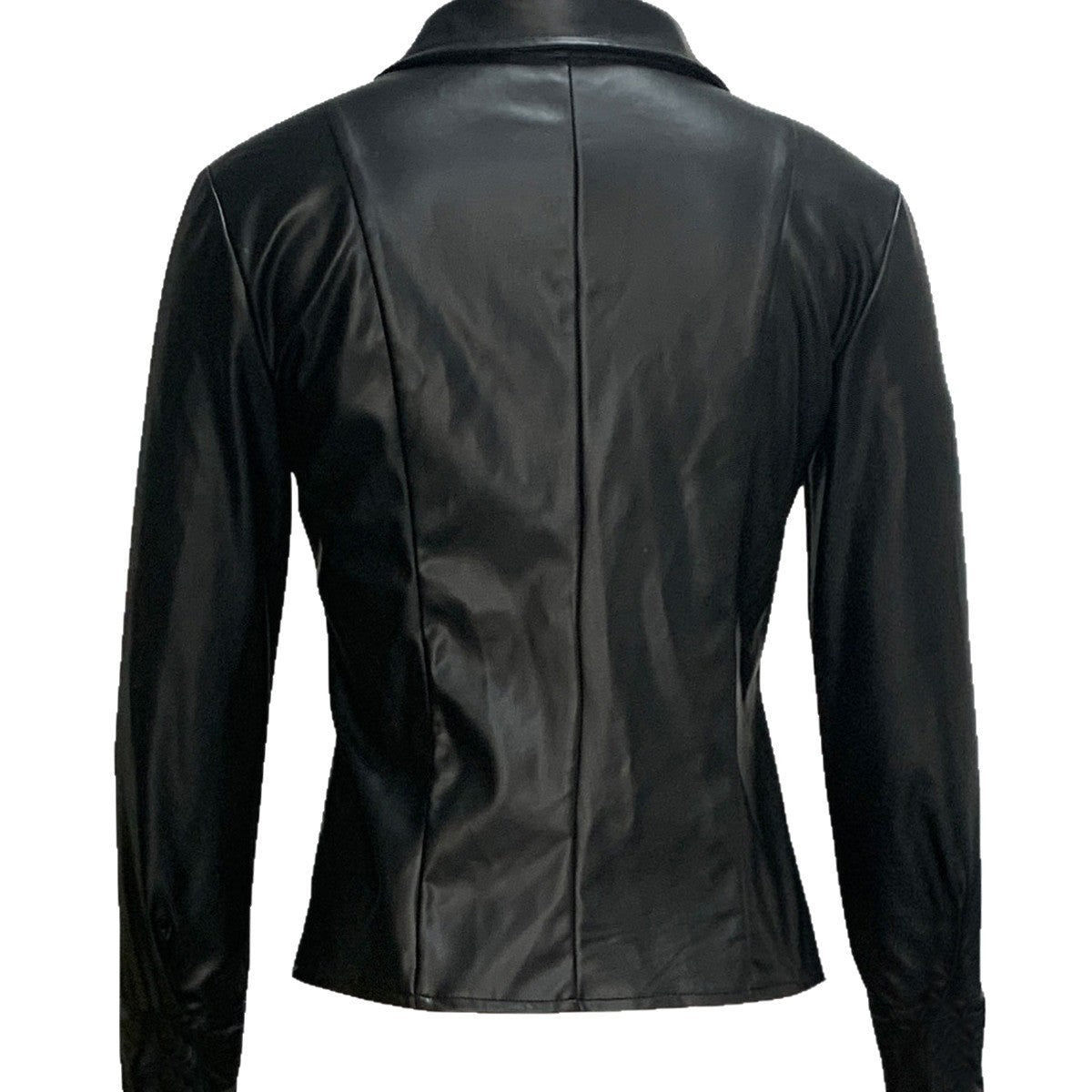 Womens PU Outerwear Jacket With External Pockets
